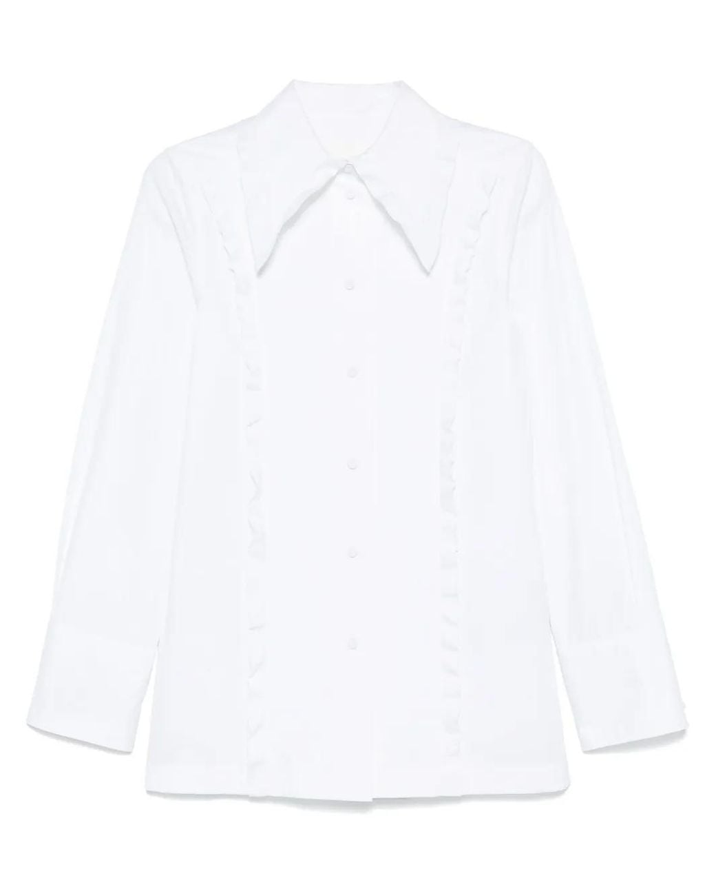 Jil Sander White Ruffle-Trim Shirt