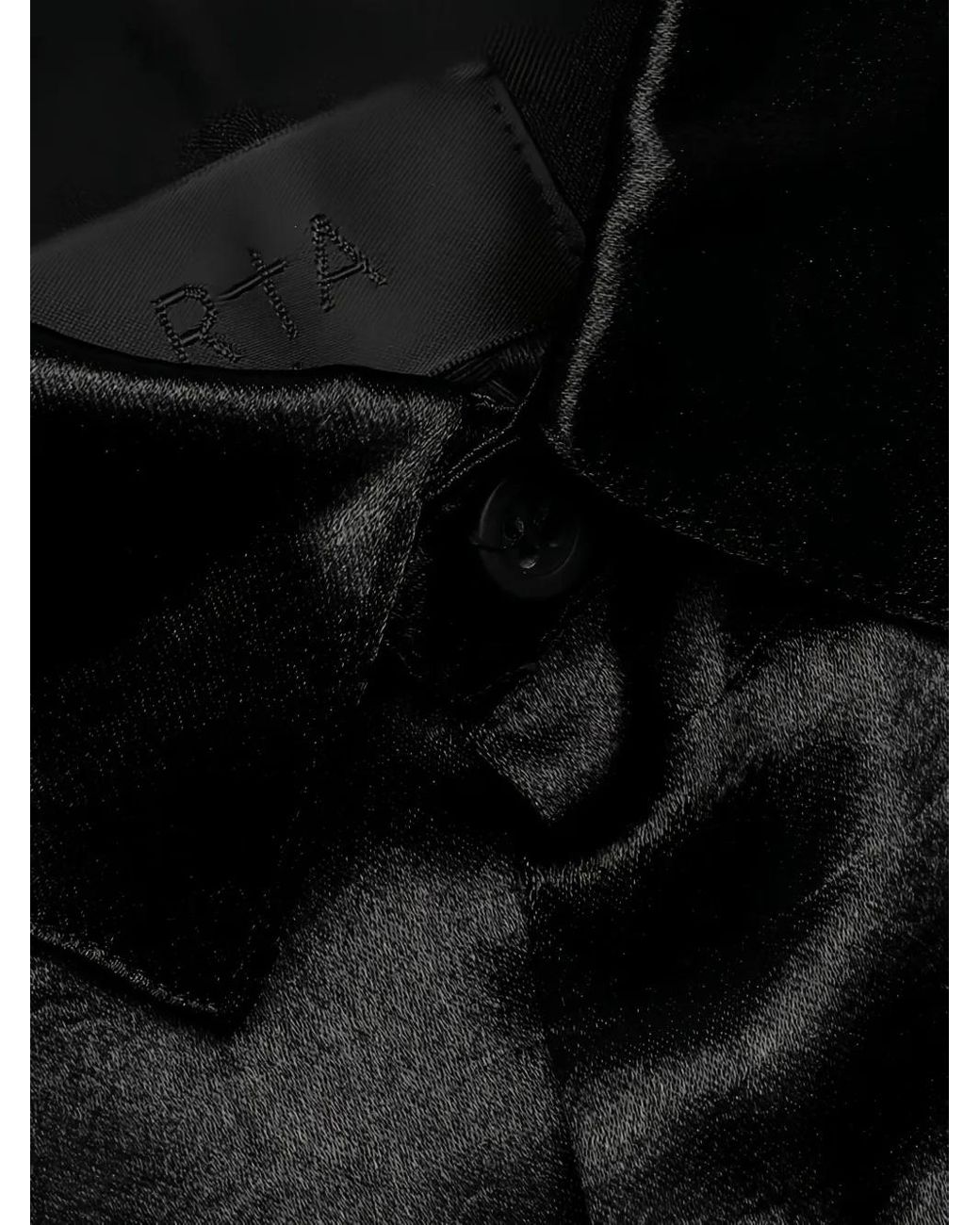 RTA Black Malcom Crocodile-Effect Satin Shirt for men