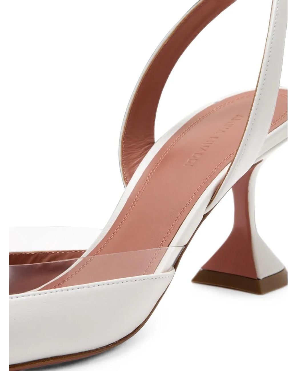 AMINA MUADDI White Lara Transparent-Panel Slingback Pumps