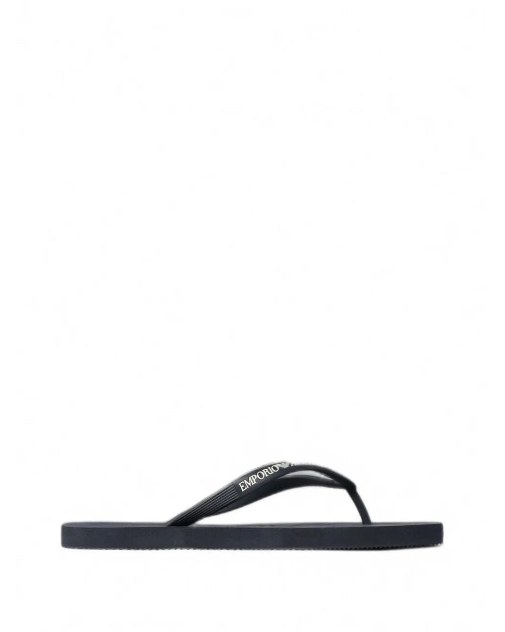 Emporio Armani Black Logo-Print Flip Flops for men