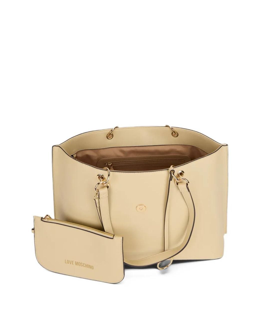Love Moschino Natural Logo-Plaque Cothes-Peg-Detail Tote Bag