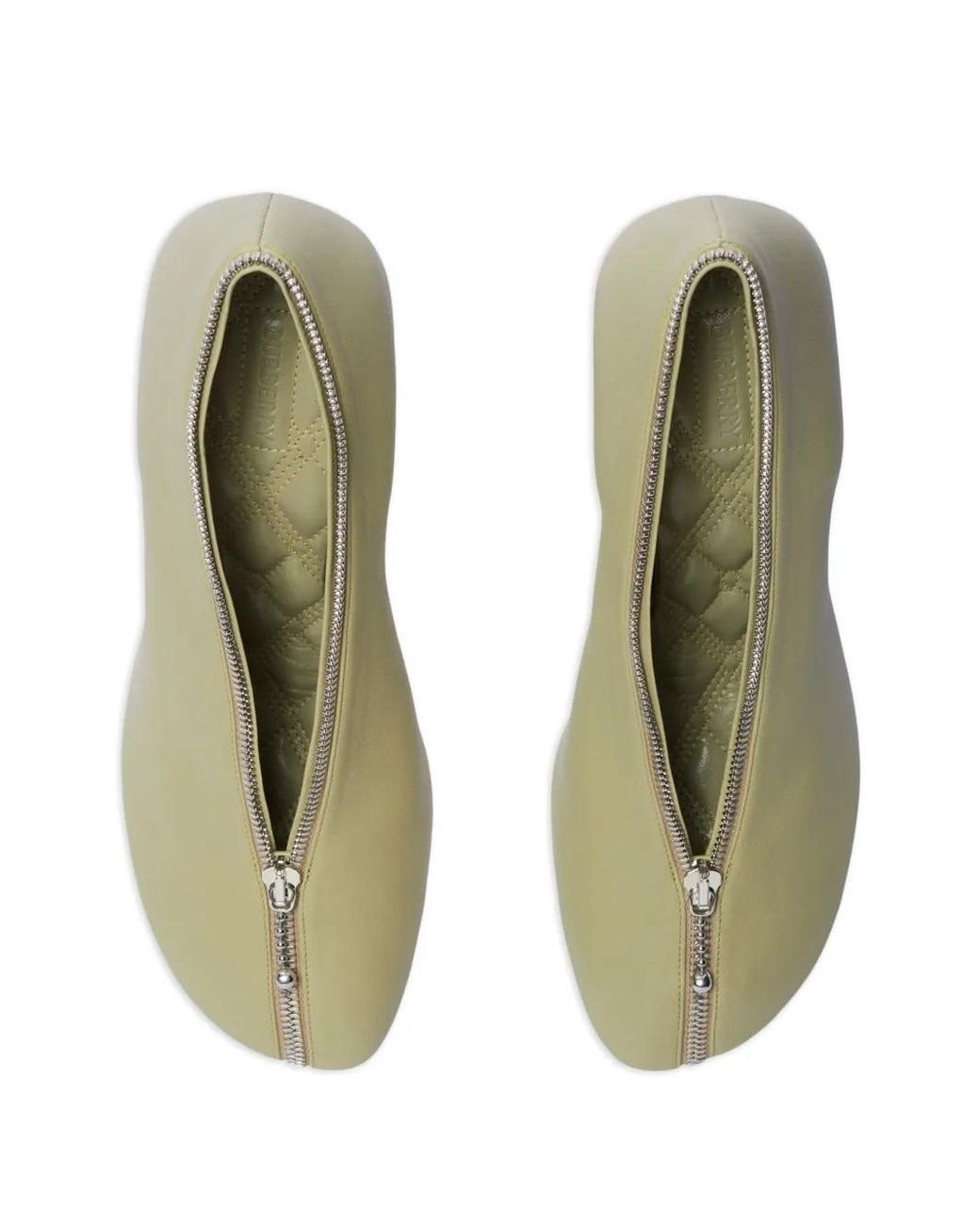 Burberry Green Baby Zip 100Mm Leather Pumps