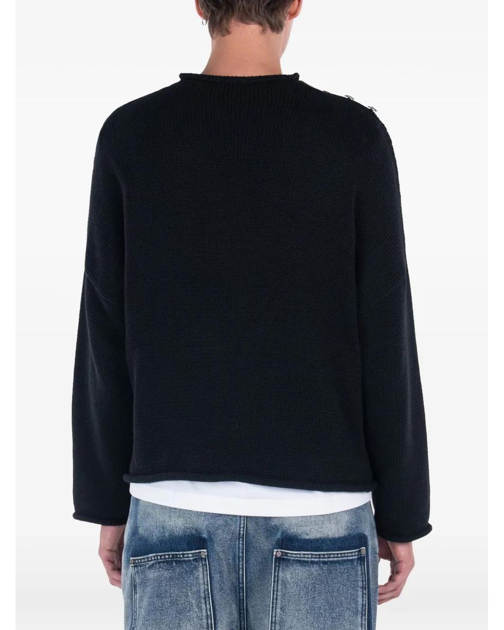 Protémoa Black Buttoned-Shoulder Sweater