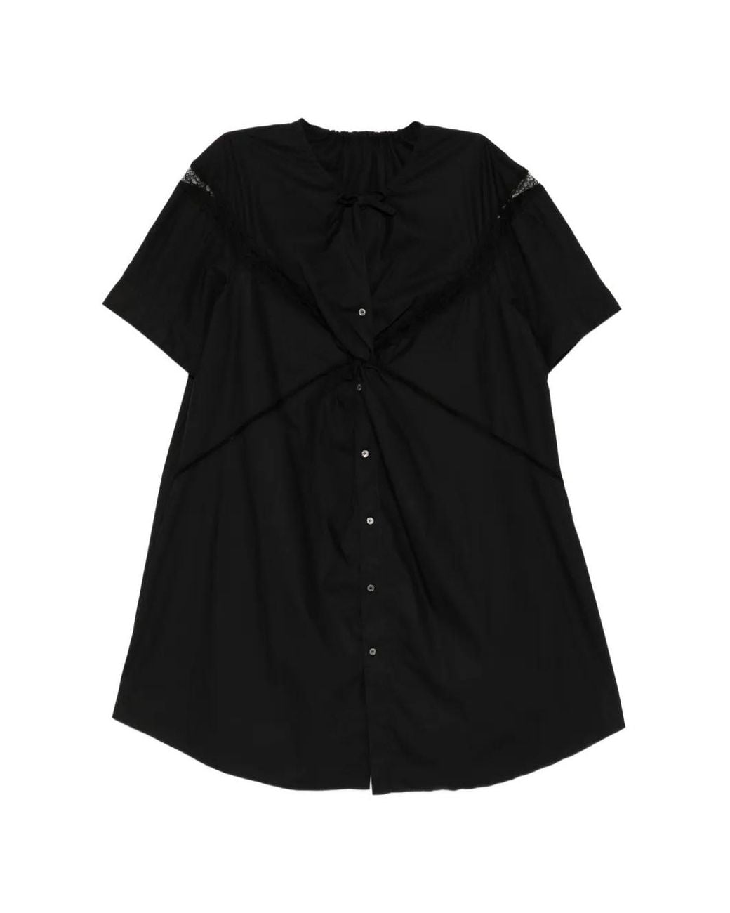 JNBY Black Twisted Lace-Trim Dress