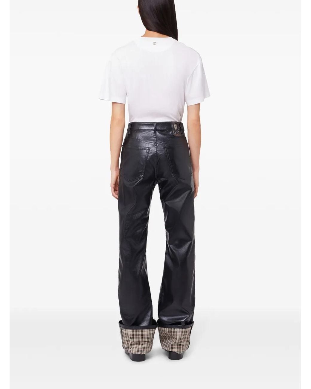 Rabanne Black Faux-Leather Flared Trousers