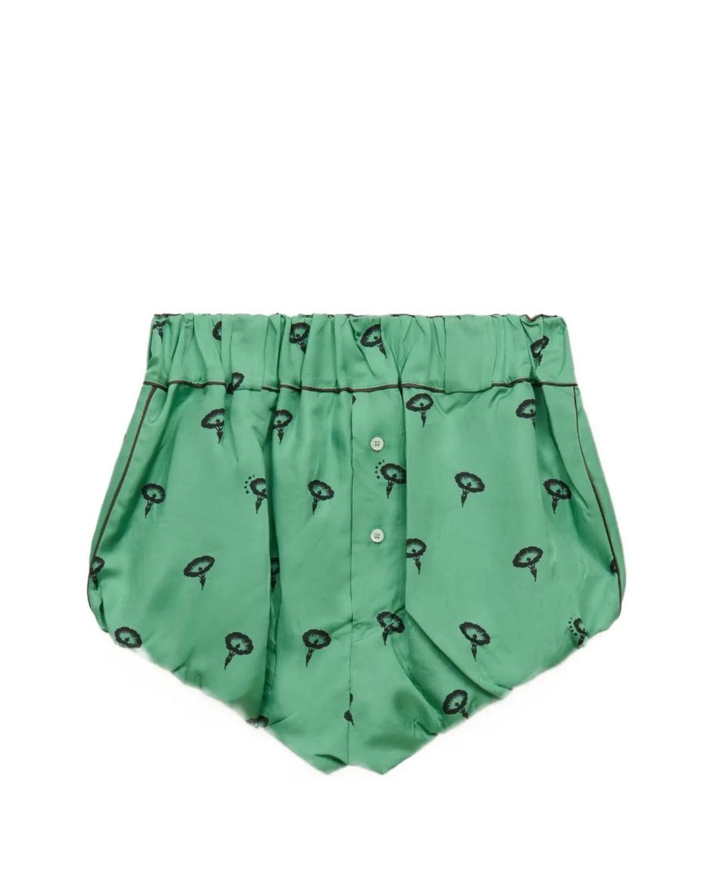 Marni Green Silk Twill Bloomers With Floral Print