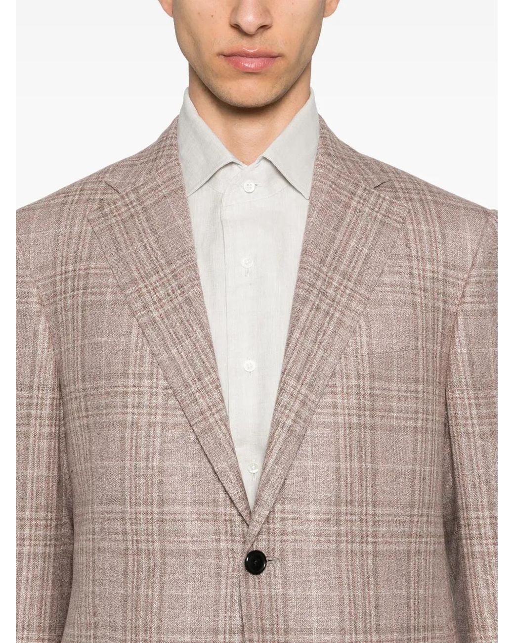 Corneliani Brown Check-Pattern Blazer for men