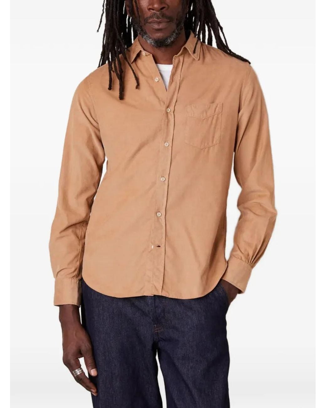 Officine Generale Blue Lipp Corduroy Shirt for men