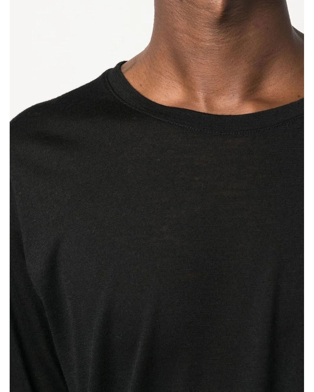 Zanone Black Crew-Neck Virgin-Wool T-Shirt for men