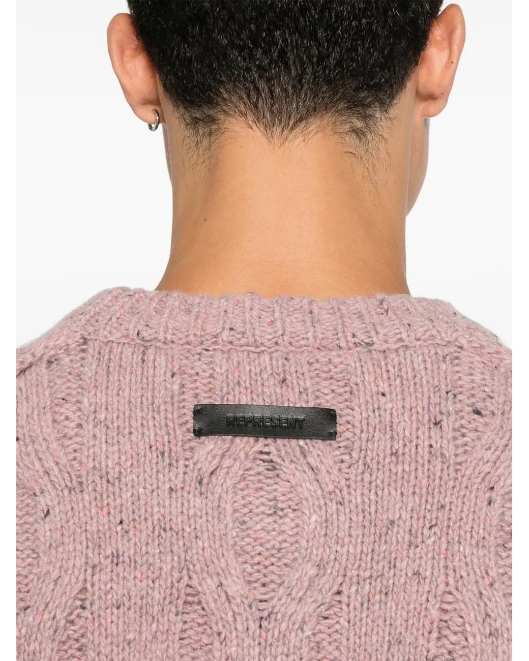 Represent Pink Pull Torsadé Effet Déchiré for men