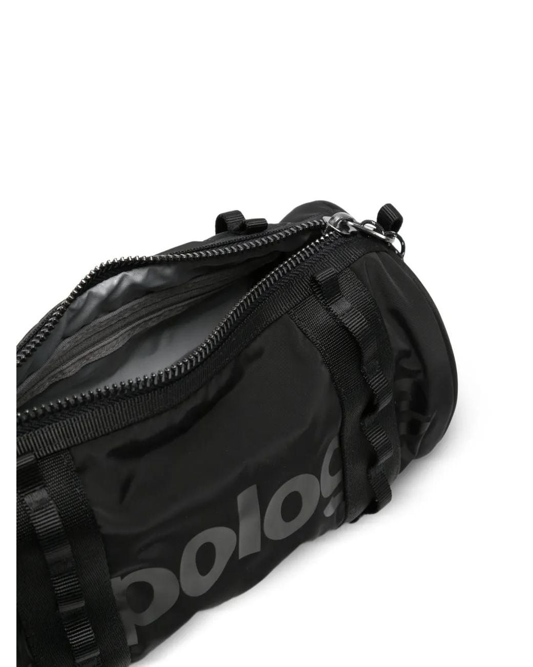 Topologie Black Logo-Print Cylindrical Clutch Bag for men