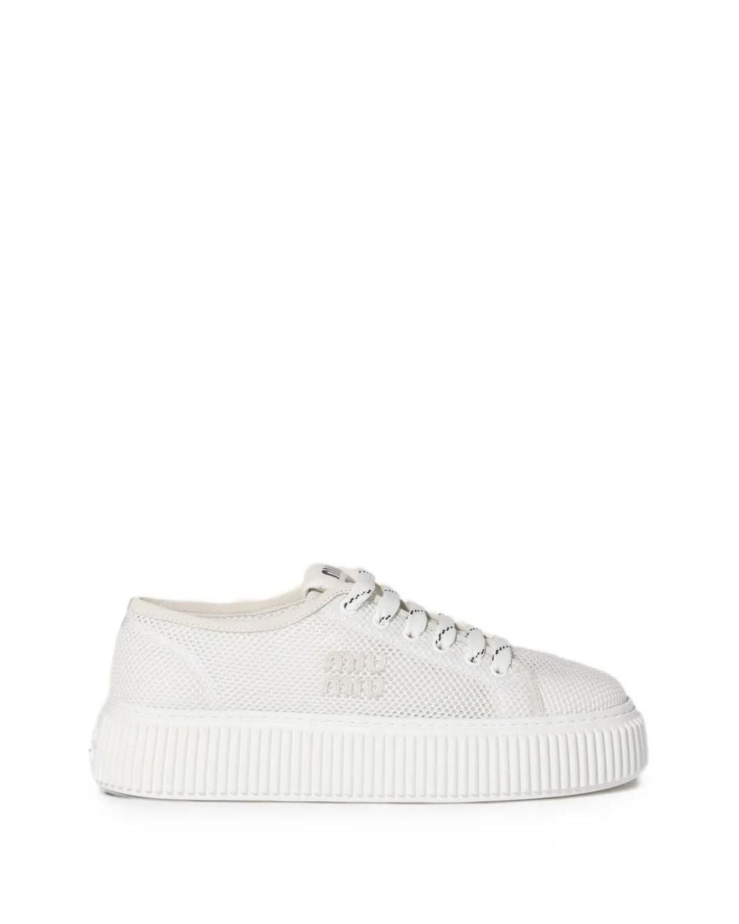 Miu Miu White Mesh Fabric Sneakers