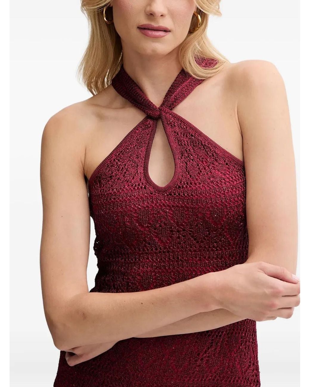 Guess Getailleerde Maxi-Halterjurk in het Red