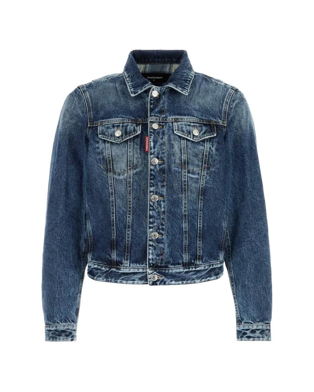 DSquared² Blue Acid-Wash Button-Up Denim Jacket for men