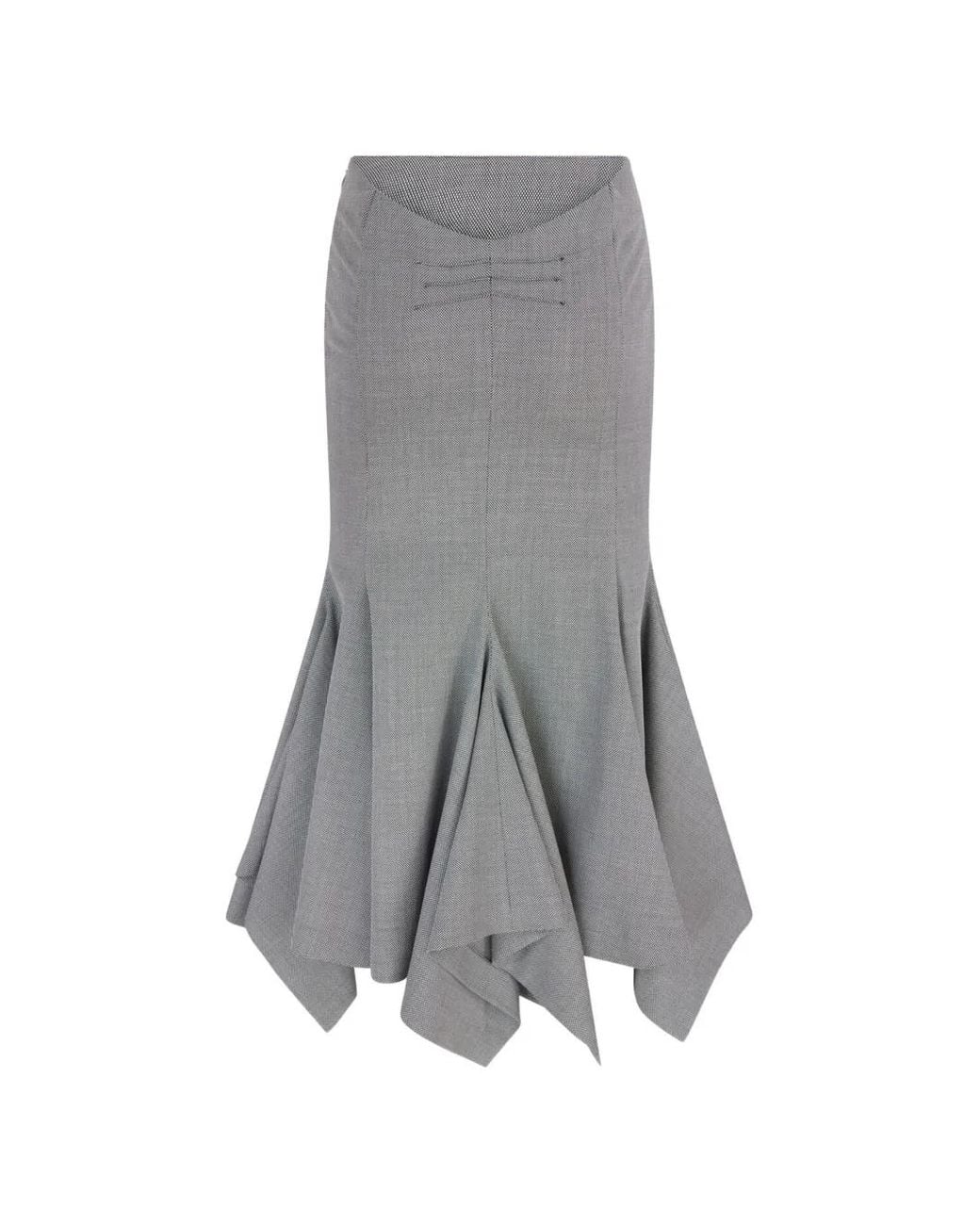The Attico Gray Jupe Mi-Longue À Volants Asymétriques