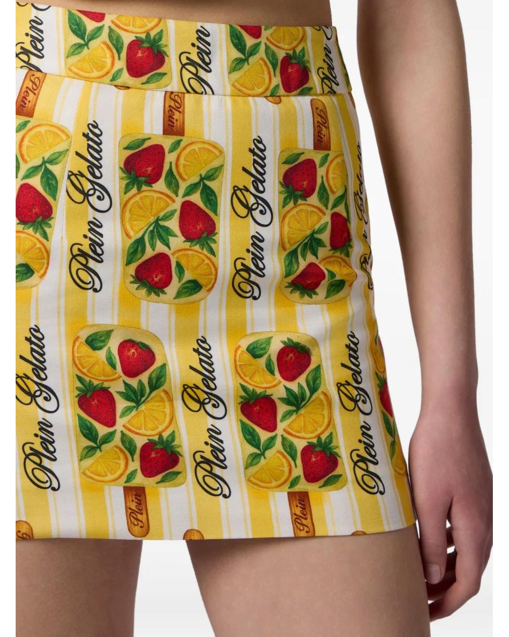 Philipp Plein Yellow Mini Skirt Plein Gelato