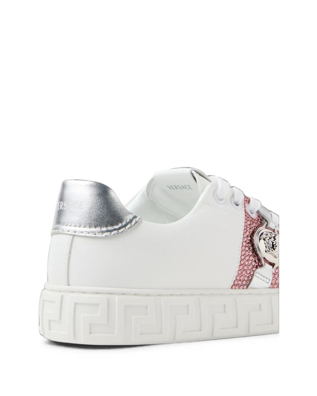 Versace White Greca Embellished Sneakers