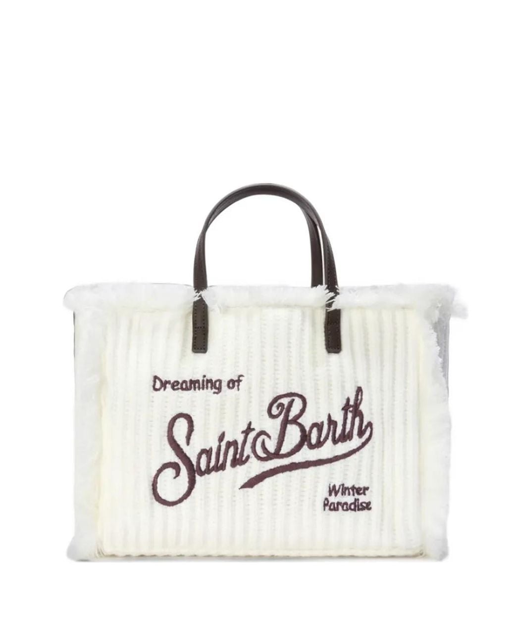 Mc2 Saint Barth White Off Colette Bag With Ribbed Knit Design
