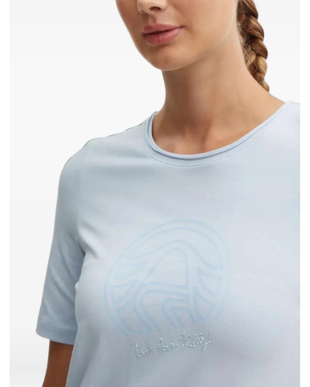 Sportalm Blue Crystal-Embellished Logo-Print T-Shirt