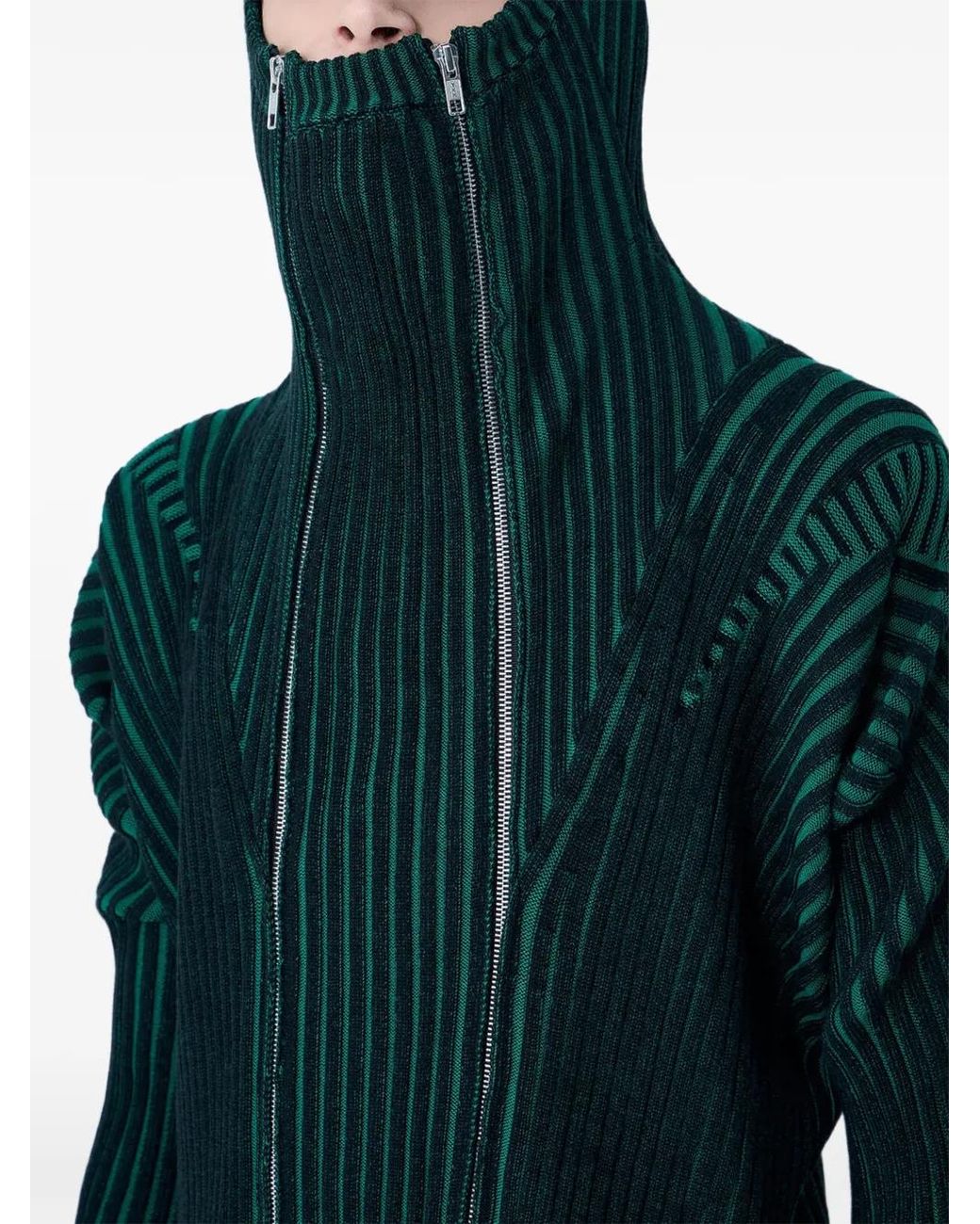 LUEDER Green Gerippte Jacke Mit Reißverschluss