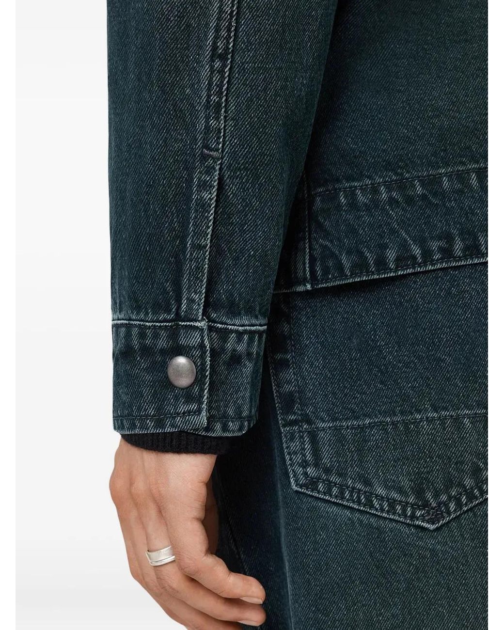AllSaints Blue Exile Pocketed-Buttoned Jacket for men