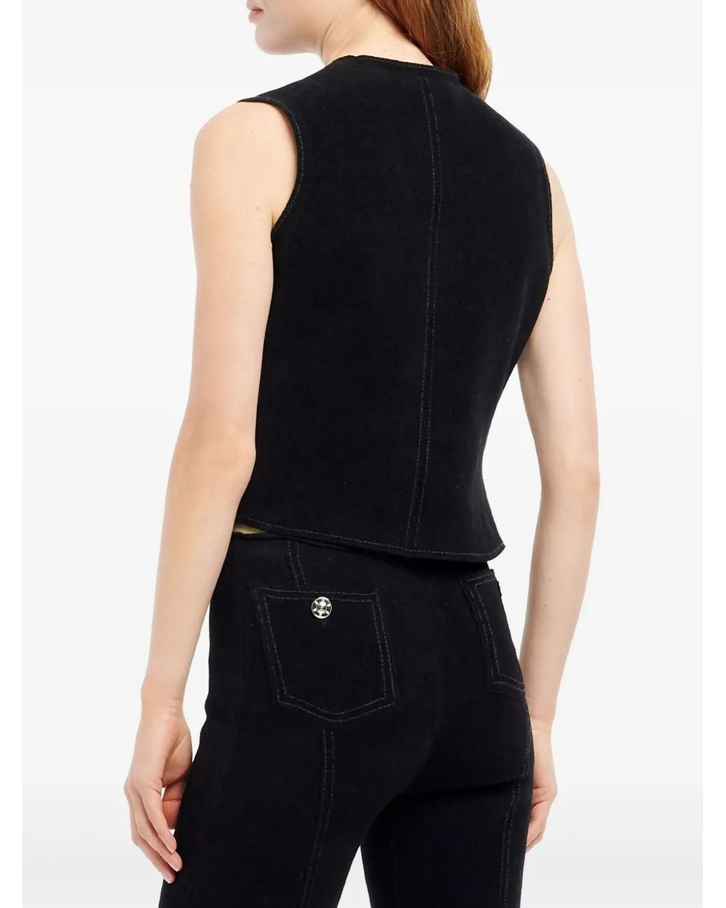Chaqueta Sin Mangas Con Efecto De Ante Barrie de color Black