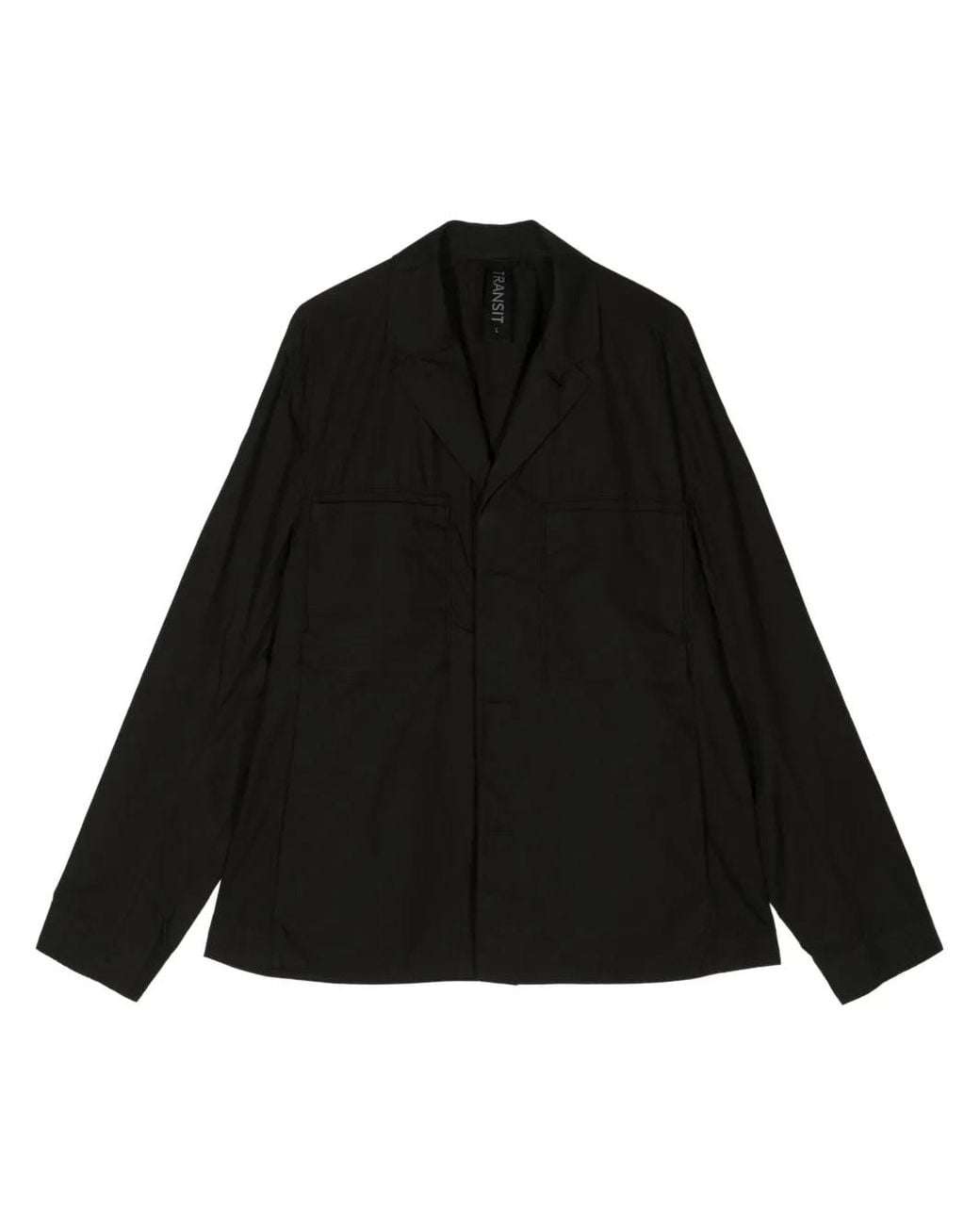 Transit Black Long-Sleeve Cotton-Linen Blend Jacket for men