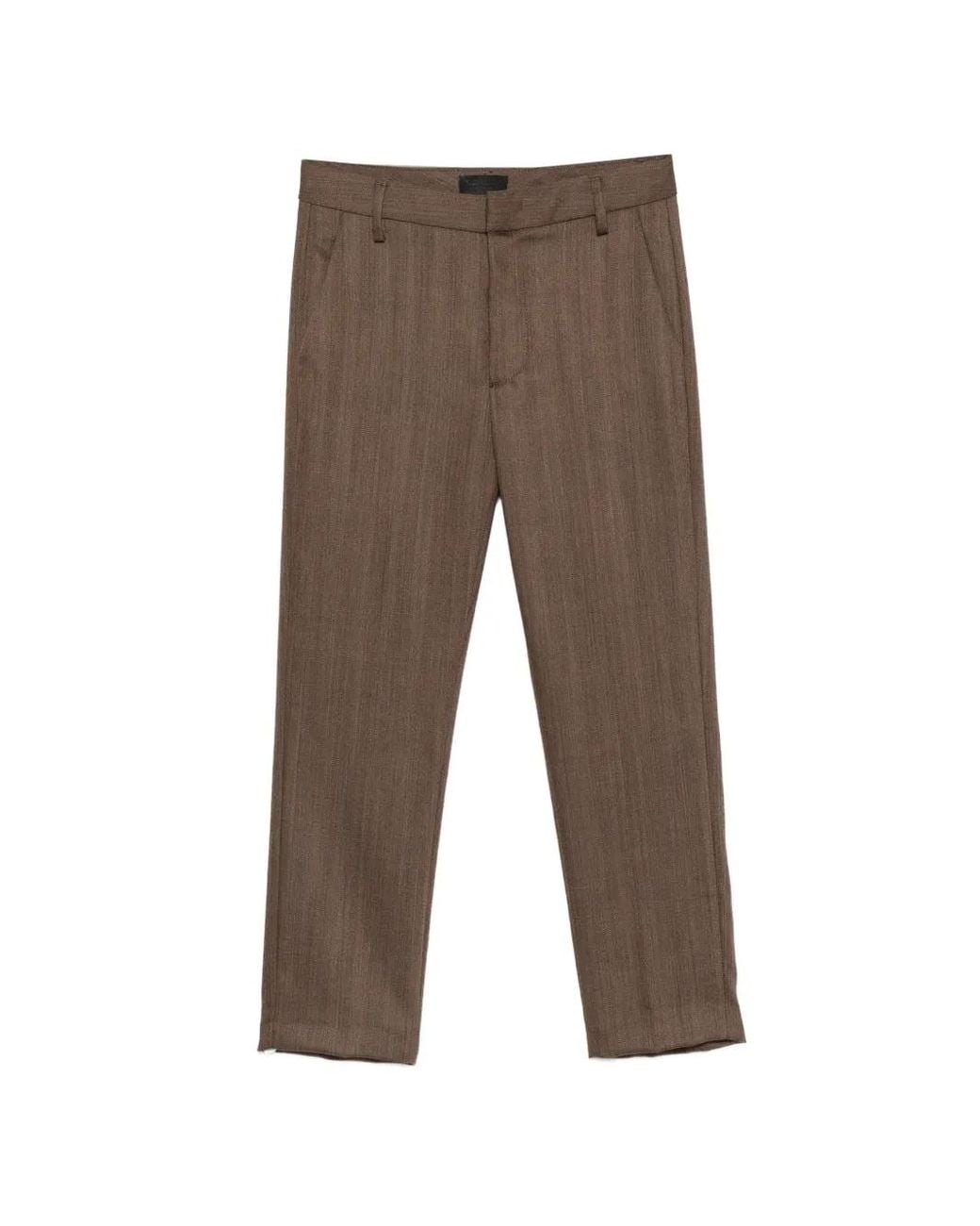 Dondup Gray Nima Herringbone-Pattern Cropped Wool Trousers