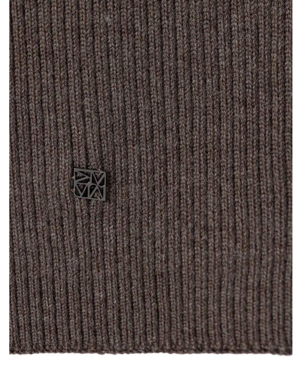 Knit Ribbed Purple Top Mos Mosh Mmtova Ribbed-Knit Logo-Plaque Scarf in Brown | Lyst