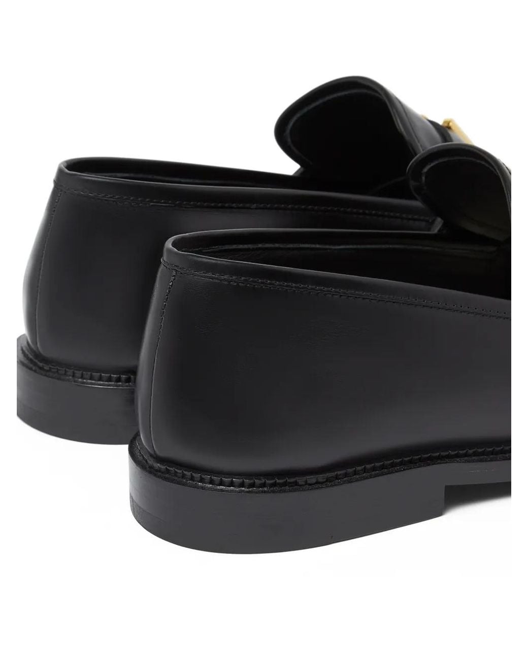 Versace Black V Leather Loafers for men