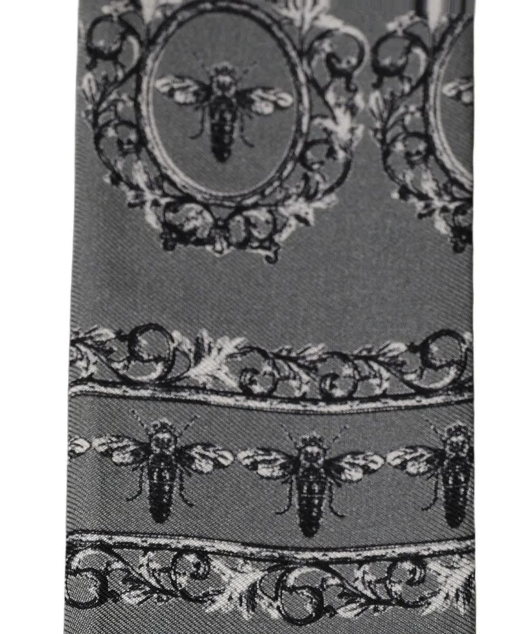 Dolce & Gabbana Bee-Print Silk Scarf in Gray for Men | Lyst