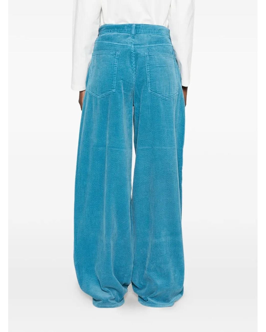 6397 Blue Corduroy Roomy Palazzo Pants