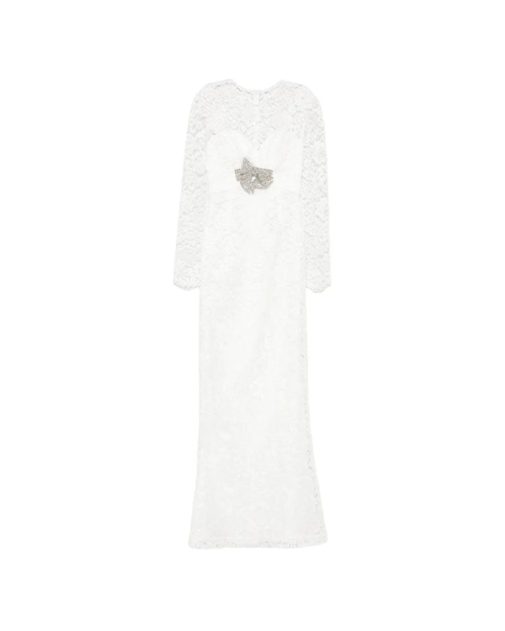 SILK LOVE & LACE White Bow-Embellished Lace Dress