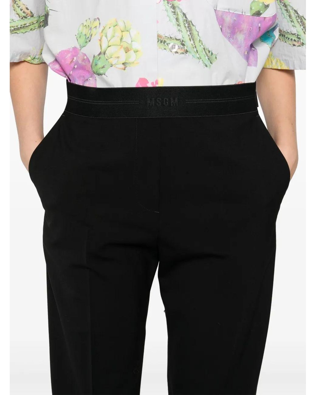Pantalones Rectos Con Pinzas MSGM de color Black