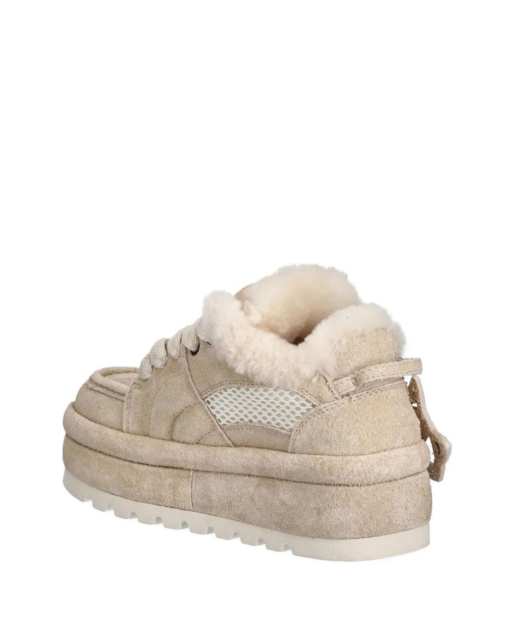 Naked Wolfe Natural Beau Shearling Platform Sneakers