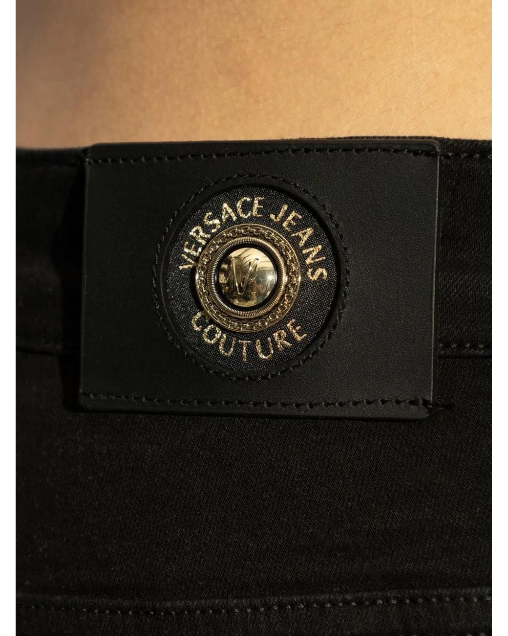 Versace Jeans Couture Black Logo-Patch Jeans for men