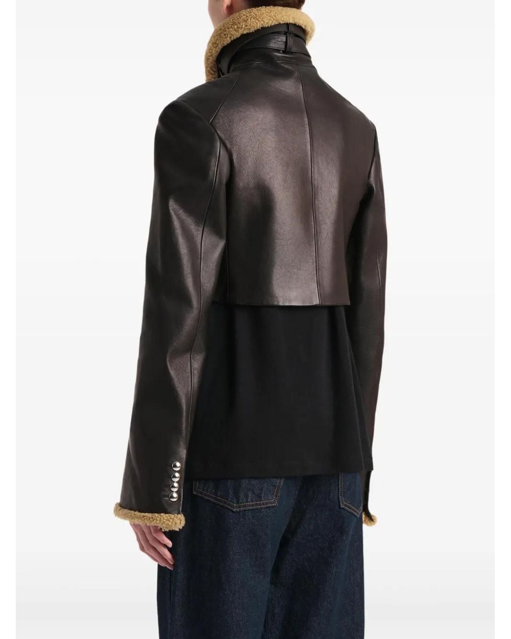 Khaite Black Jodie Shearling-Trim Button Jacket