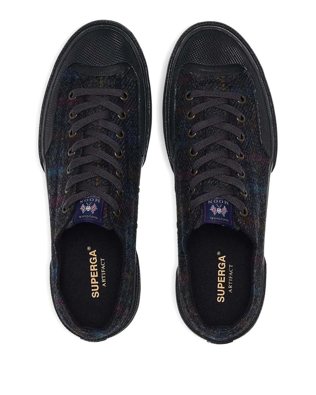 Superga Black Wool Patchwork Sneakers for men
