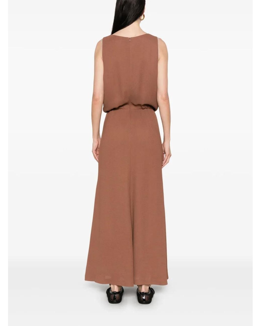 A.M.G Brown V-Neck Midi Dress