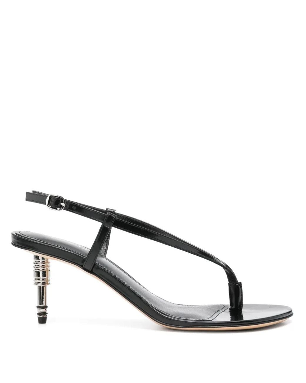 Coperni Brown Patent Leather Ankle-Strap Sandals With Jack Heel