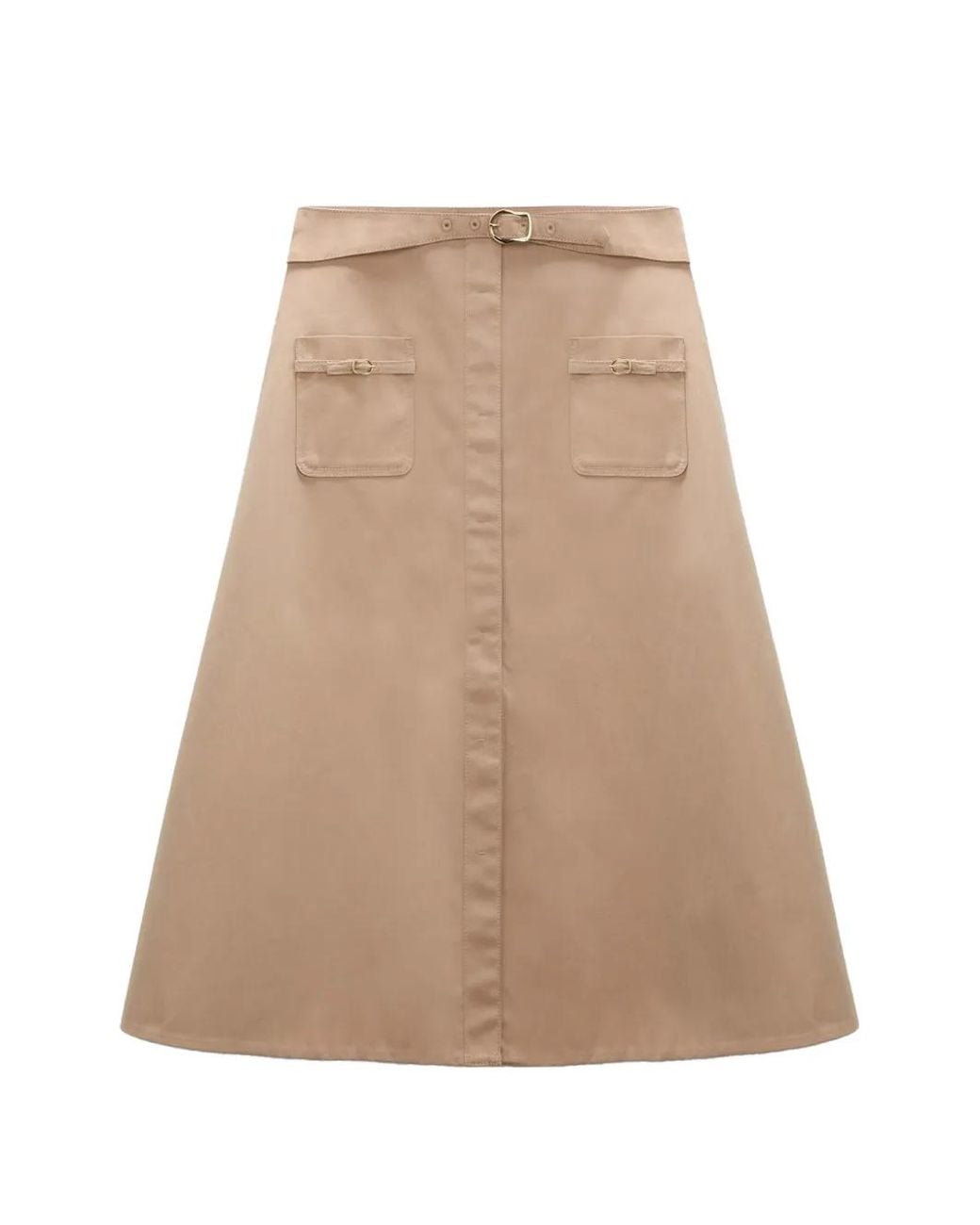 Dorothee Schumacher Natural Belted A-Line Midi Skirt