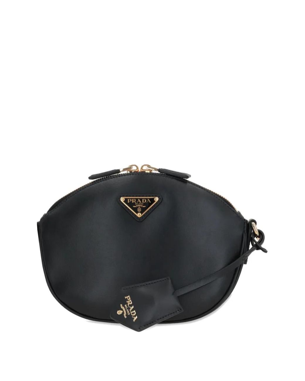 Prada Black Triangle-Logo Zip-Top Shoulder Bag