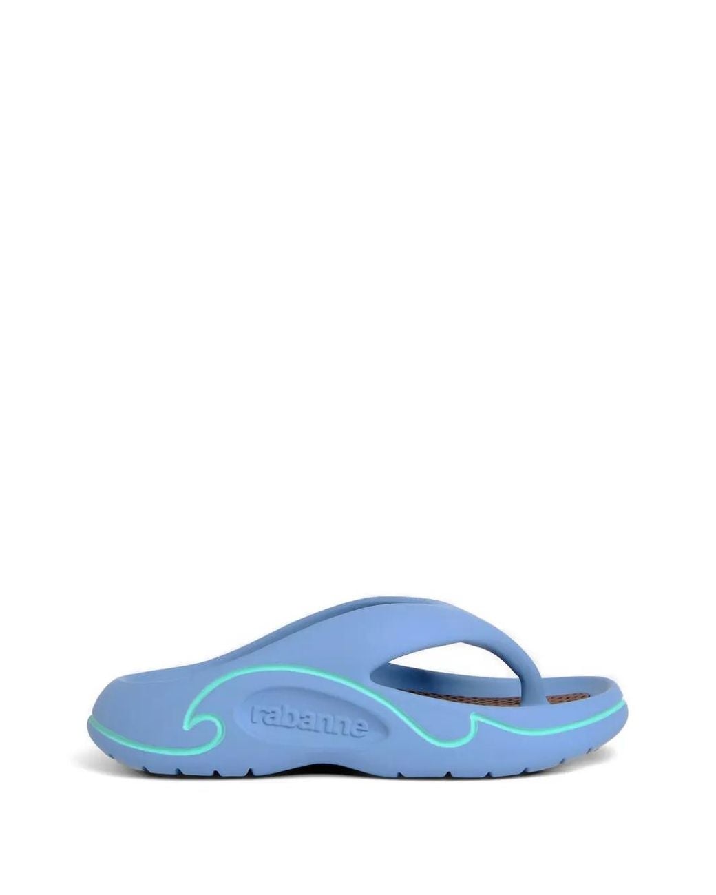 Rabanne Blue Tongs À Logo Embossé