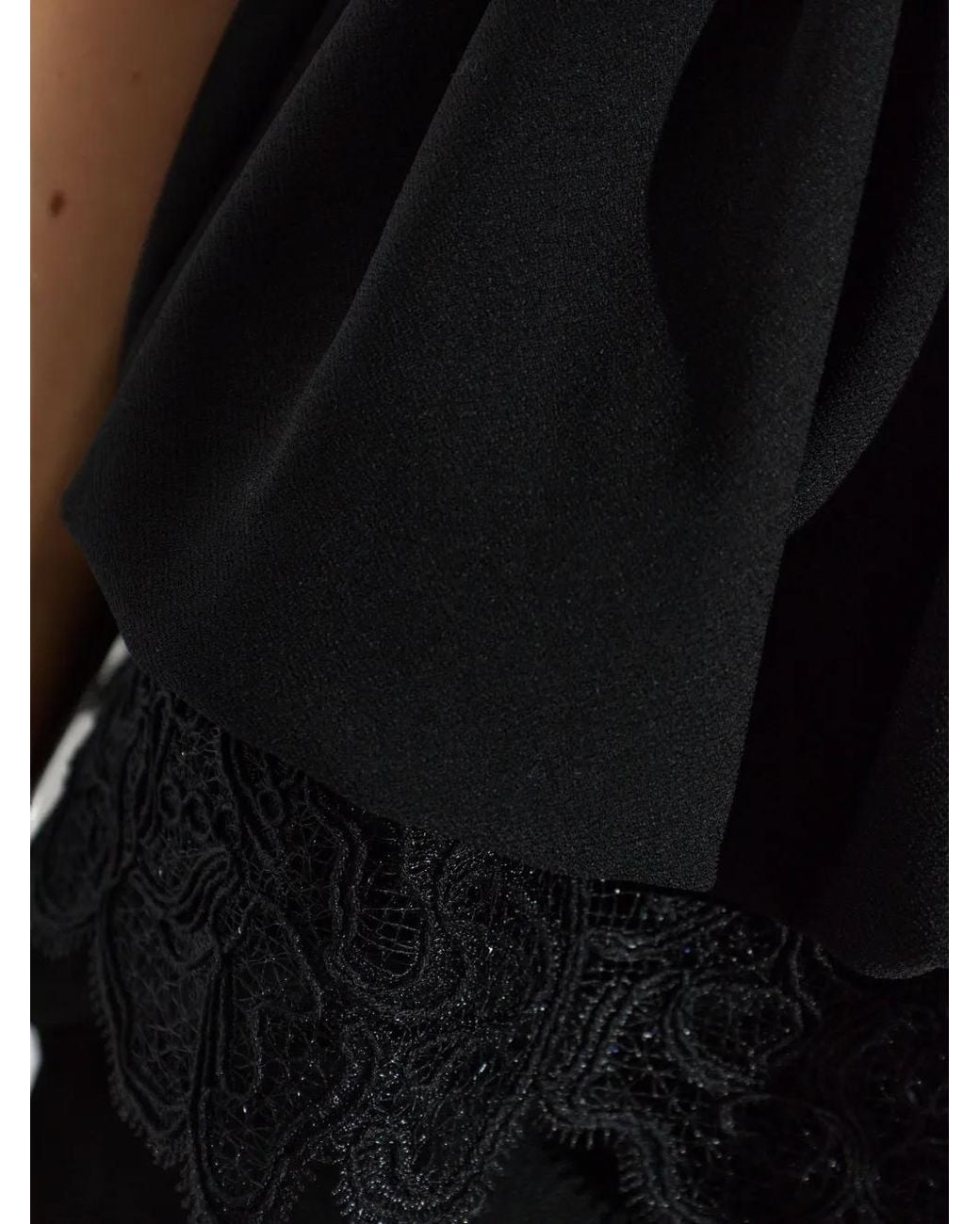 ROTATE BIRGER CHRISTENSEN Black V-Neck Peplum Top