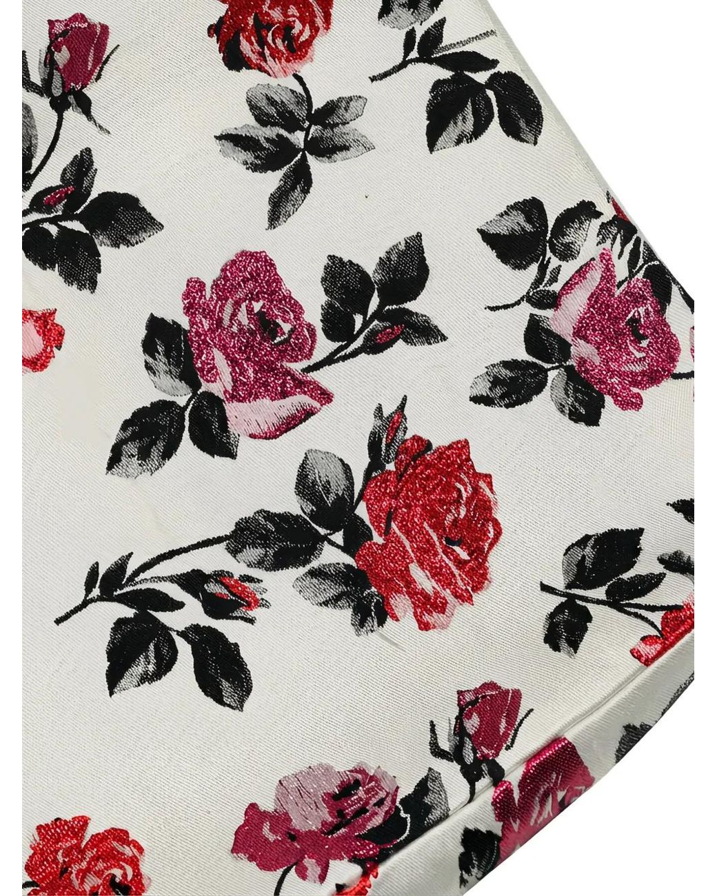 Valentino Garavani White Rose-Print Midi Skirt