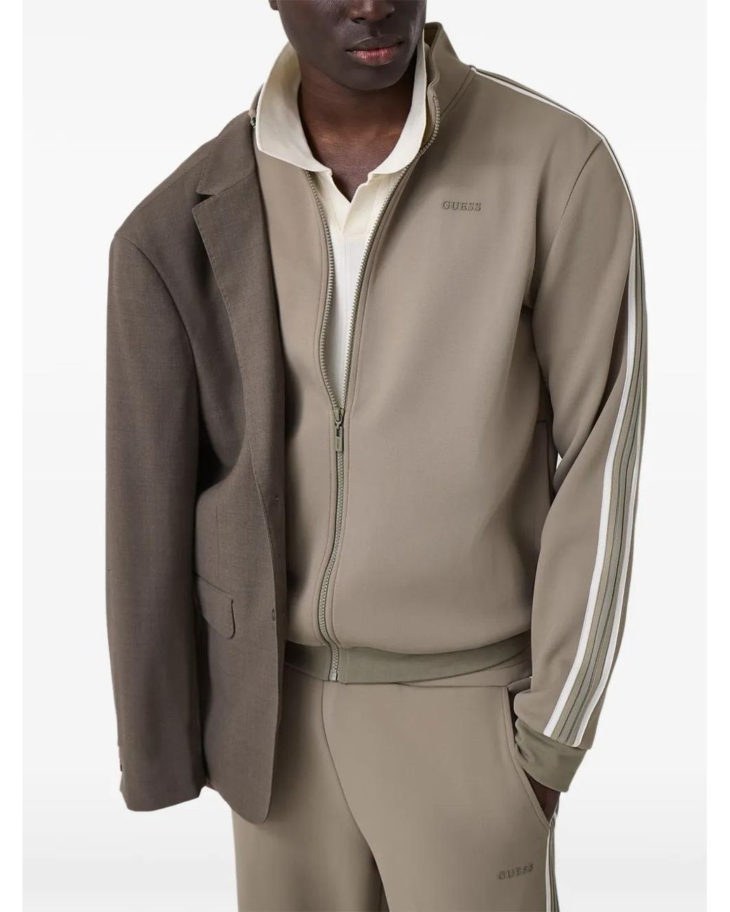 Guess Gray Vicktor Full Zip Sweatshirt for men