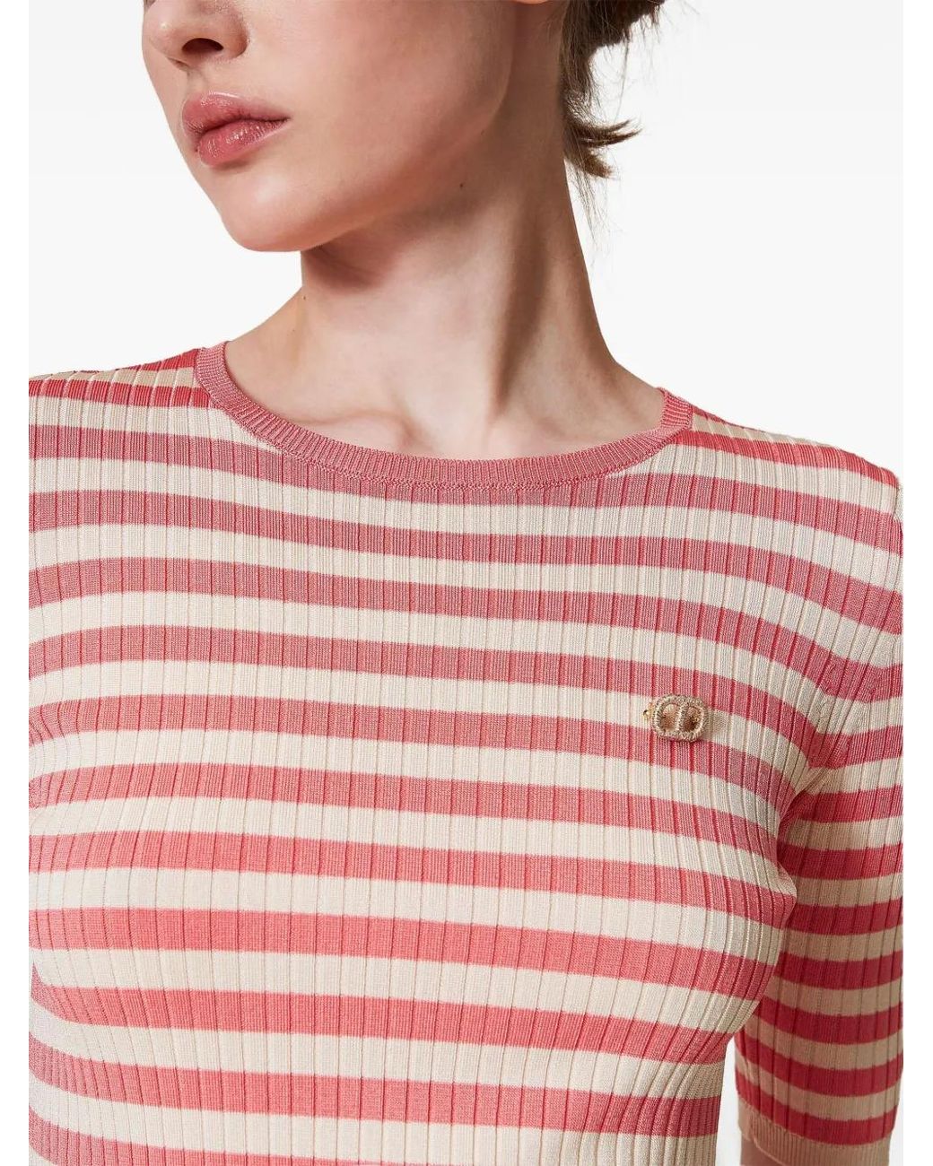 Twinset Pink Striped Short-Sleeve T-Shirt