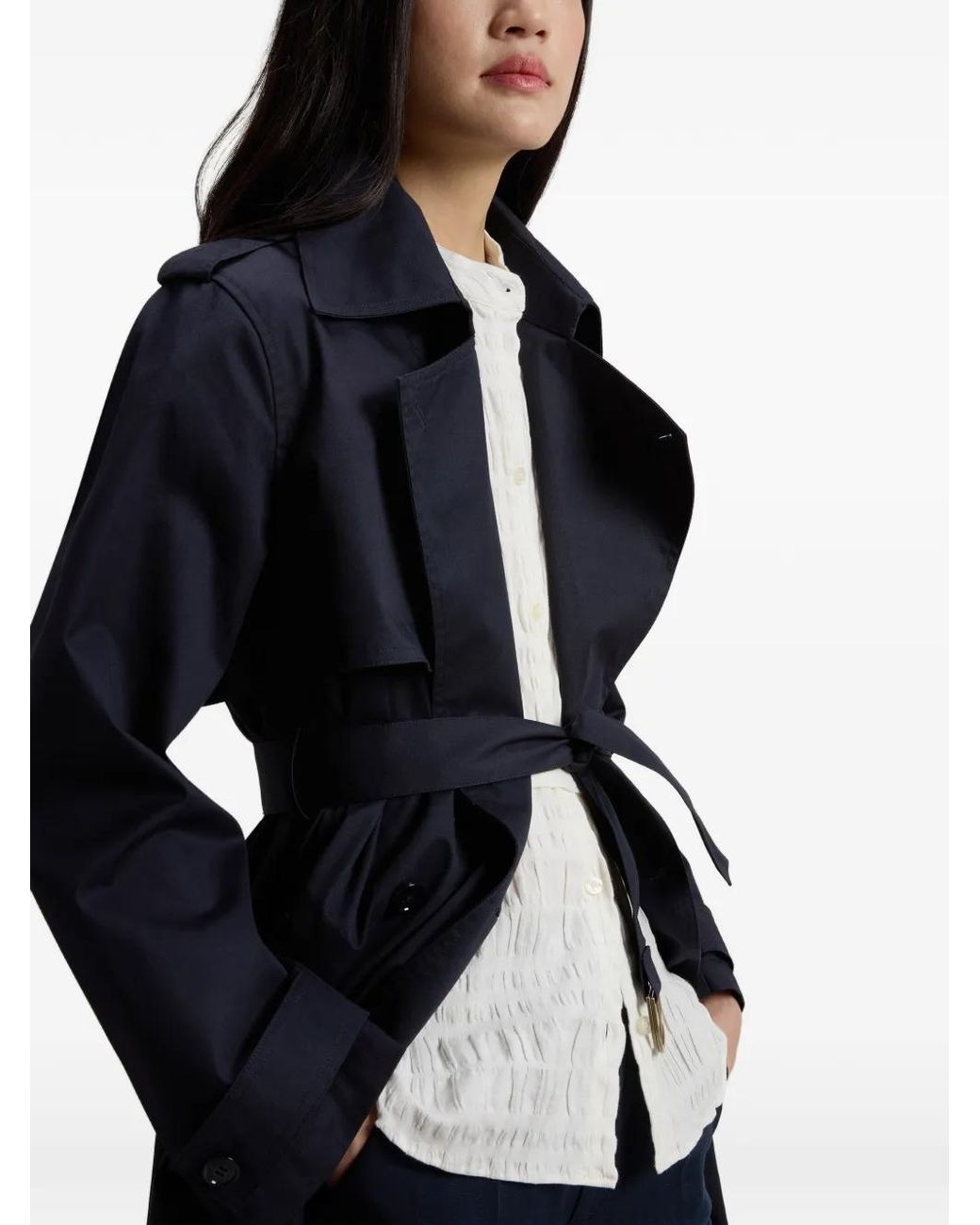 Woolrich Blue Trench Ceinturé À Boutonnière Croisée