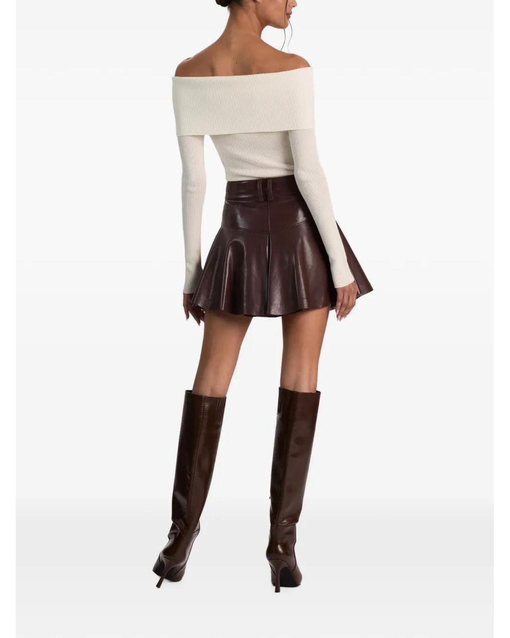 Alice + Olivia Brown Trinity Ruffled Mini Skirt