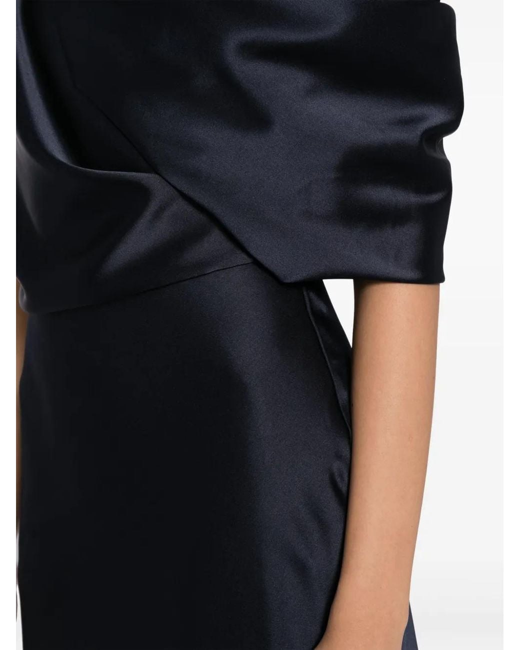 Amsale Blue Off-Shoulder Draped-Detail Gown